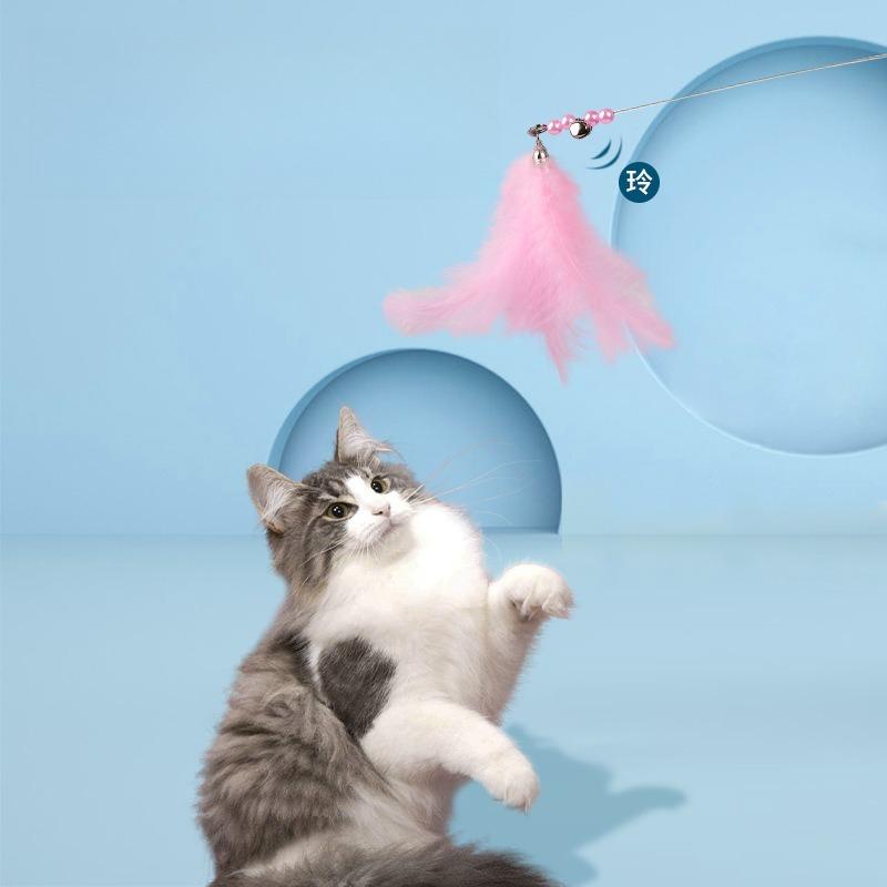 Cat Toy Fairy Cat Teaser Stick Bell Feather Long Pole Cat Toy Cat Self-pleasure Toy Pet Toy