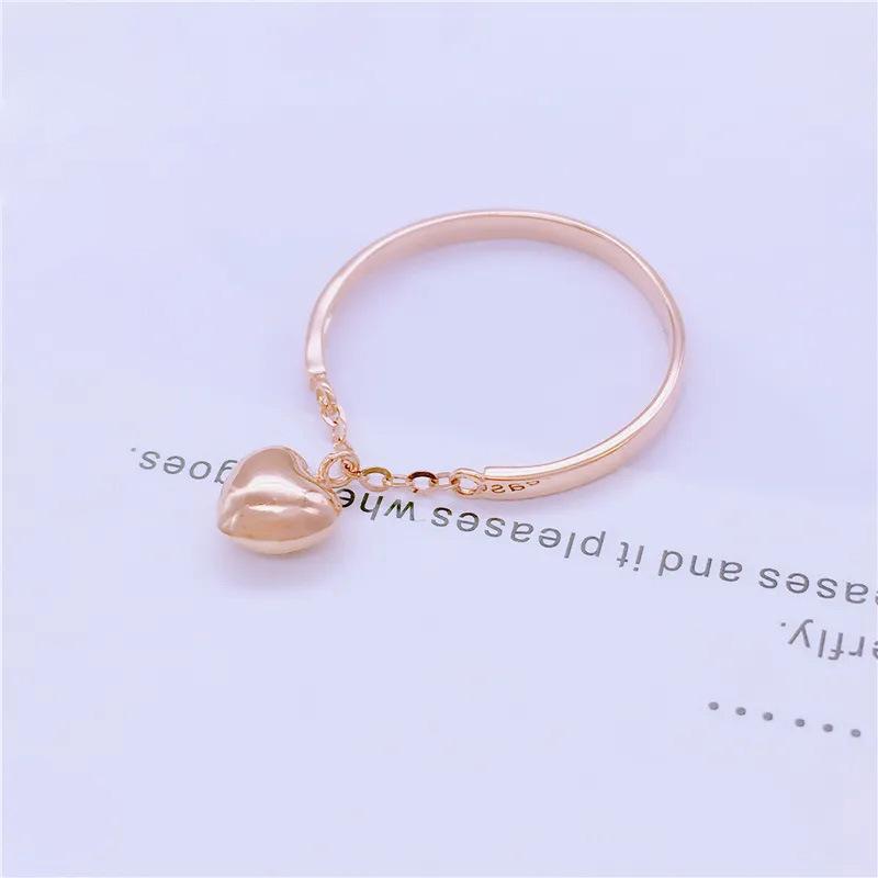 Purple Gold Peach Heart Chain Ring Fashion Light Luxury Plated Rose Gold Love Fringed Ring