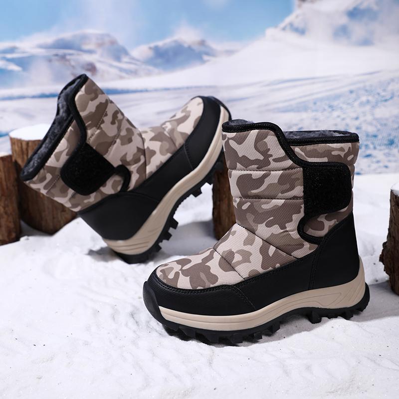 Winter Children's Fashionable Velvet Warm Casual High Top Cotton Shoes Ice Claw Snow Boots Mountain Climbing Cotton Boots 31-40