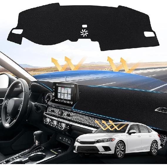 Civic Dash Cover For 2025 2024   Honda Civic Dashboard Cover Mat For Civic 11Th Gen. Accessories Sun Shade Non-Slip Dashboard Protector 22-25 Civic Dash Cover