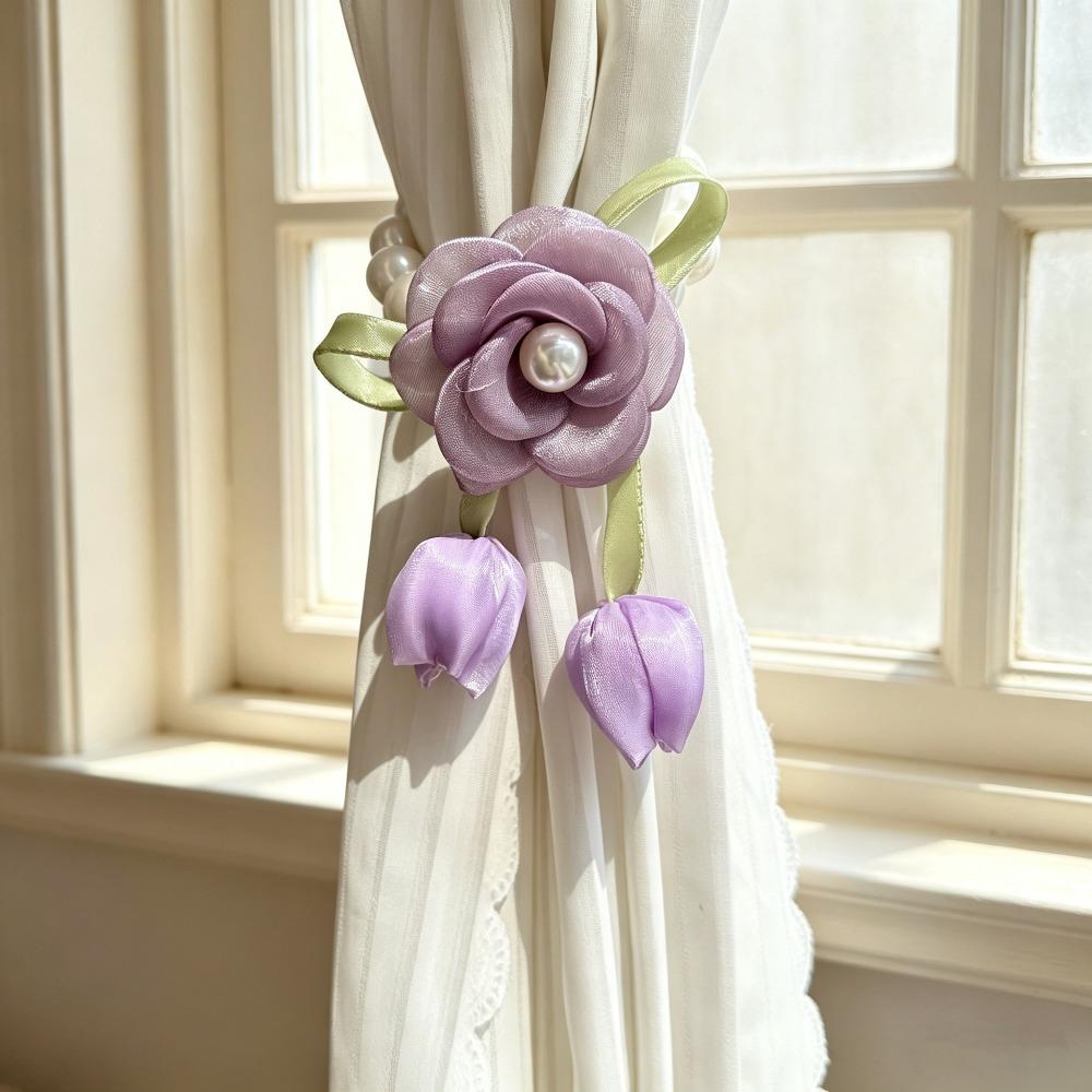 Beautifully Flowers Curtain Straps Magnetic Sheer Curtains Tiebacks Pearl Curtain Buckle  Bedroom