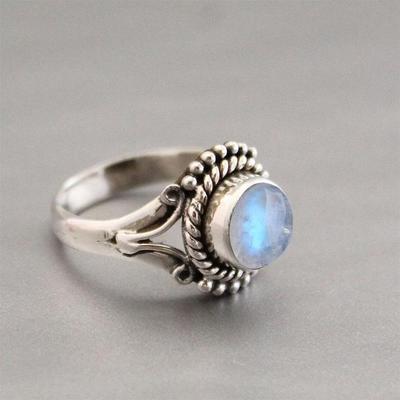 Inel rotund cu piatră prețioasă din argint Sterling 925 solid, inel de designer lucrat manual, inel boem, cadou de Crăciun, bijuterii
