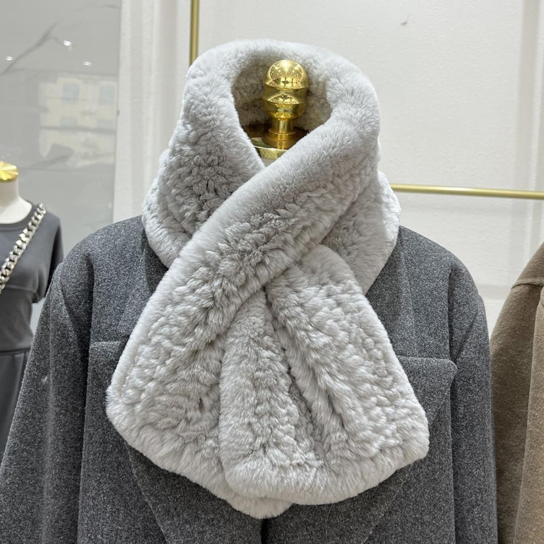 

Универсальный зимний утолщенный плюшевый теплый меховой воротник-шарф в корейском стиле, двусторонний осенне-зимний меховой воротник из искусственного кроличьего меха серый
