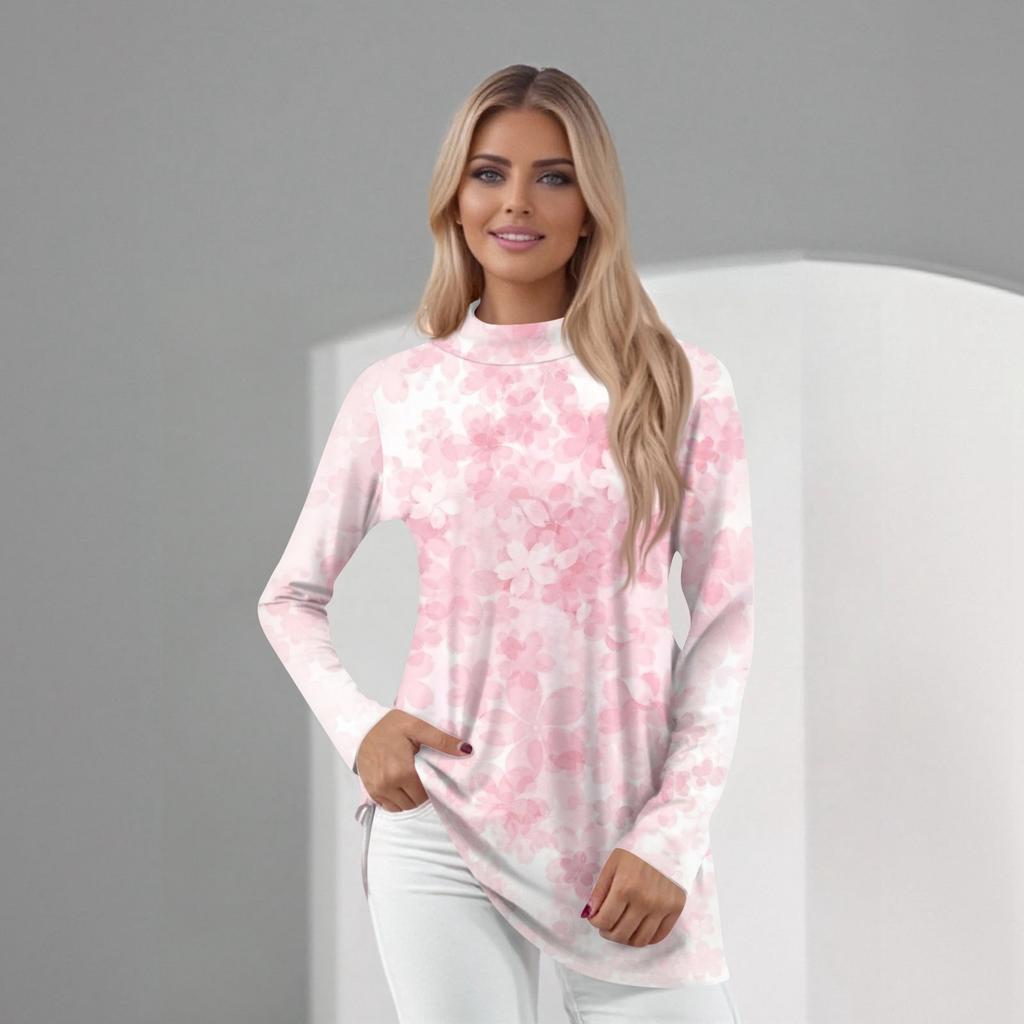 Women's Daily Casual Long Sleeve Mid Collar Top