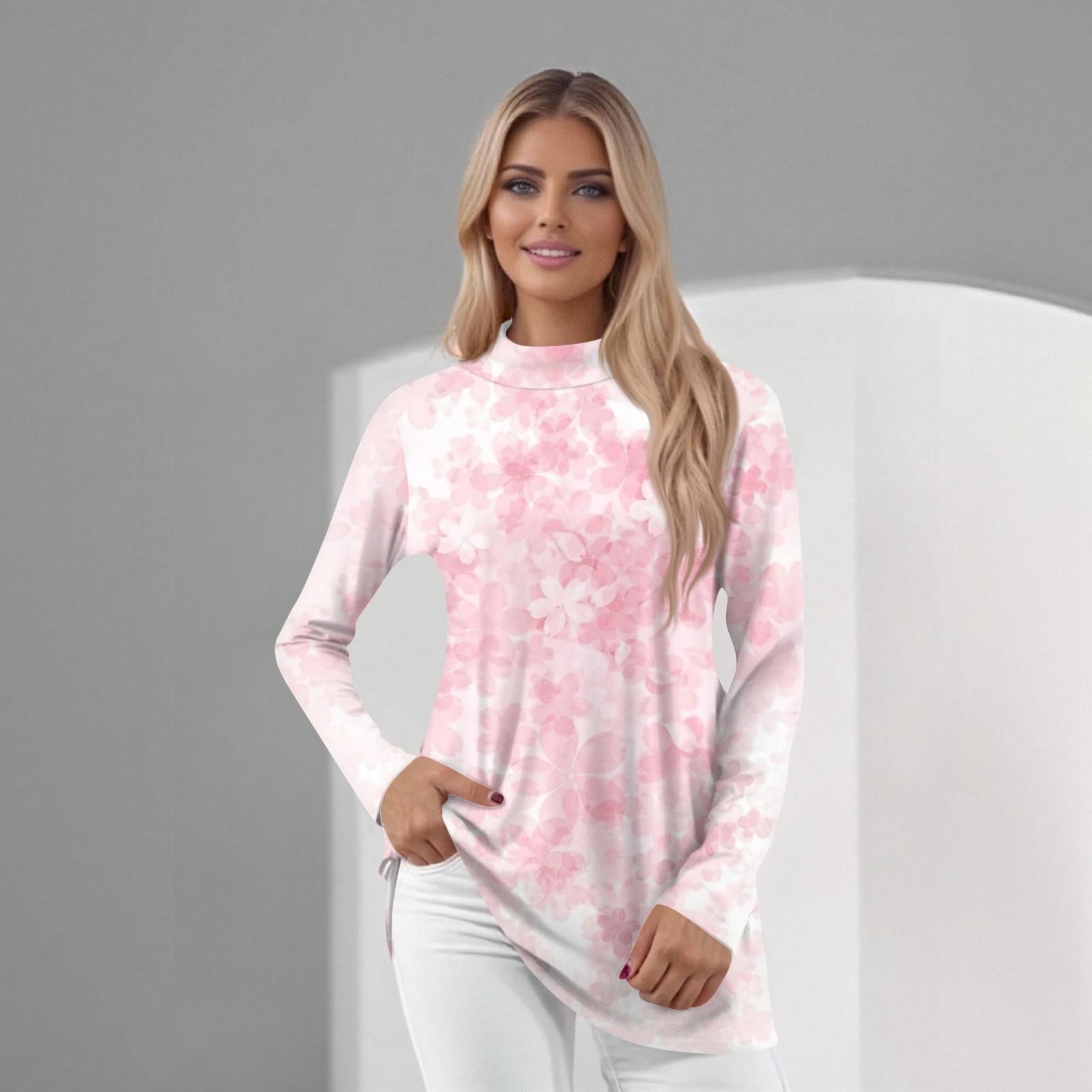 

Женский повседневный топ с длинным рукавом и средним воротником L