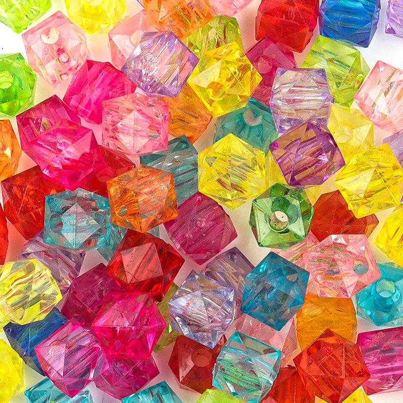 Acrylic Candy Color Faceted Beads: Transparent Square and Rhombus DIY Beading Materials