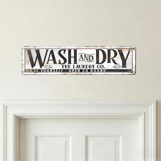 Retro Laundry Room Sign Distressed Metal Wall Art Sign Rectangular Decorative Sign for Home Game Room Decor
