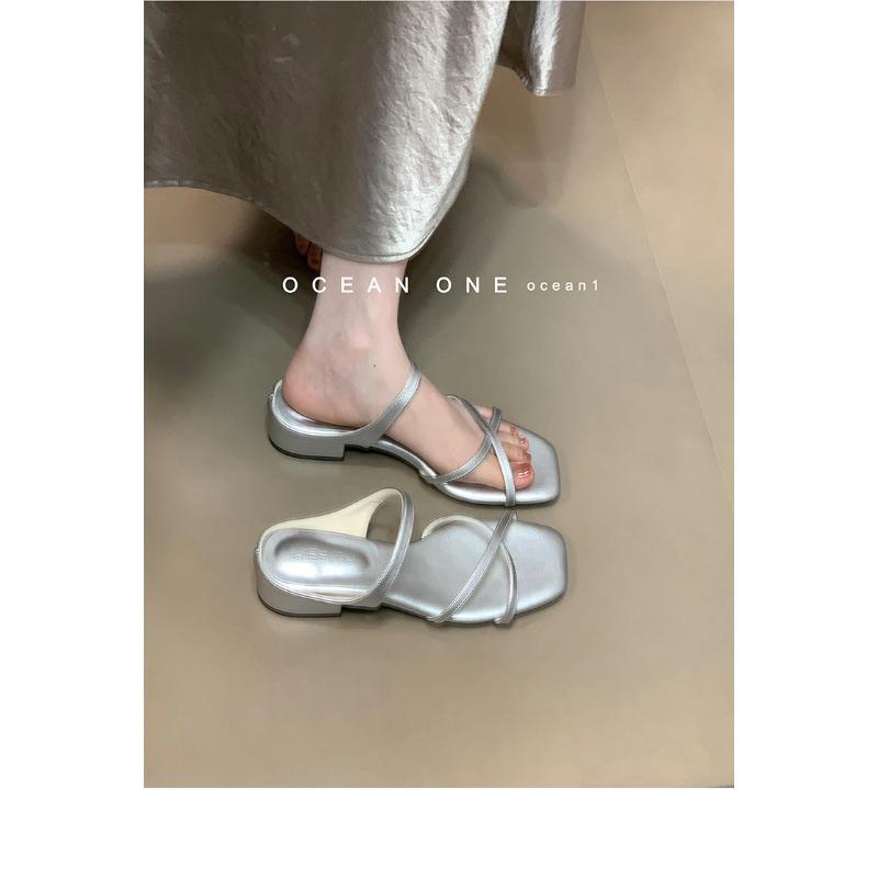 Summer new fashion word with women sandals special-shaped heel open-toed high heels fairy princess style 40 серебряный