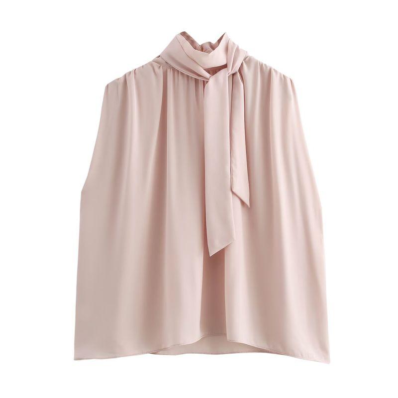 

Kaslead New Arrival Women s Clothing Fashion Style Stylish Simple and Versatile Bows Sleeveless Tops 9079342 Light pink L