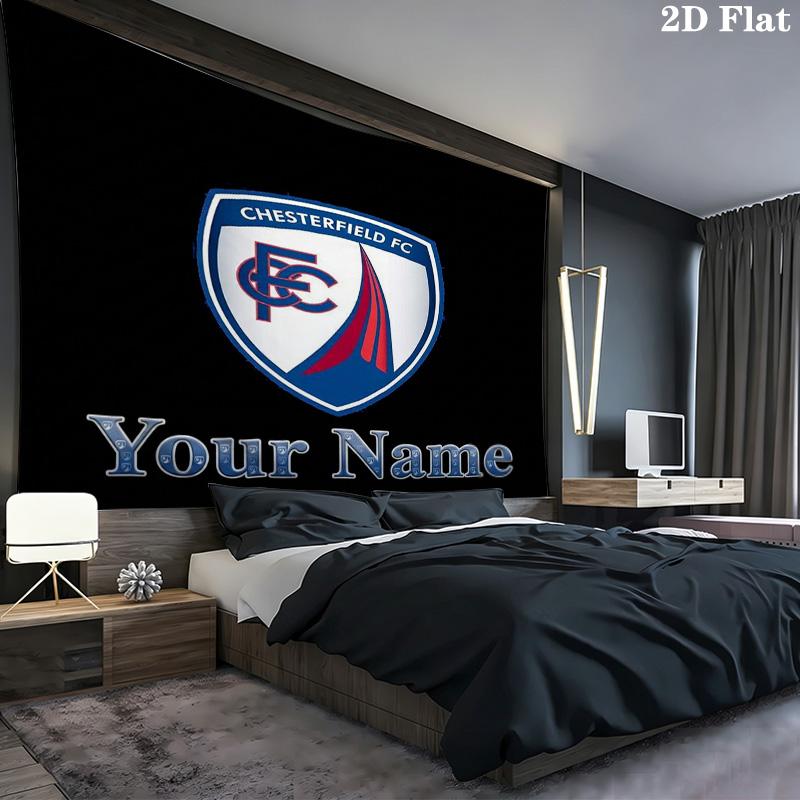 Chesterfield Fc Crest Custom Name Wall Tapestry Aesthetic Wall Hanging Printed Fabric Blanket Decorative Tapestries For Bedroom Living Room Home Decor