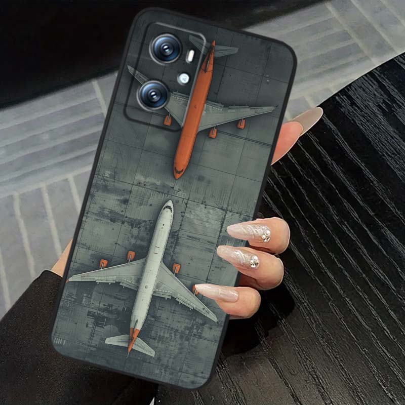 Fashion airplane pattern Phone Case For OPPO Reno 5 6 7 A96 A40 A58 Realme GT A74 A78 Neo2 A74 A78 Find X5 X3 X7 X8 Black