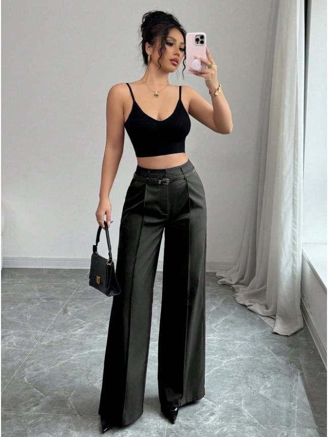 European and American 2025 Autumn/Winter Women's Casual High-Waisted Loose Straight-Leg Suit Pants