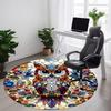 1pc Stained Glass Owl Office Round Area Rug, Indoor Mat Suitable ForOffice, Under Office Chairs Bedroom Living Room Home Decor, Room Deco D149
