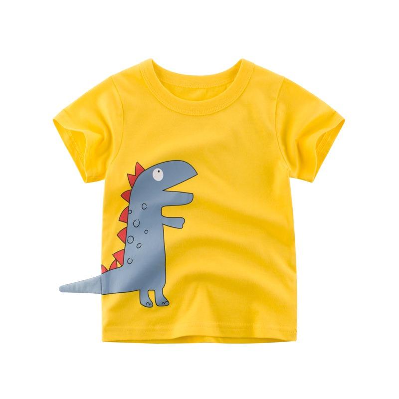 2024 Children 3D Cartoon Short T-Shirts Clothes for Boy 100% Cotton Short Sleeve Dinosaurs Cute Kids Casual Sport Top Tees