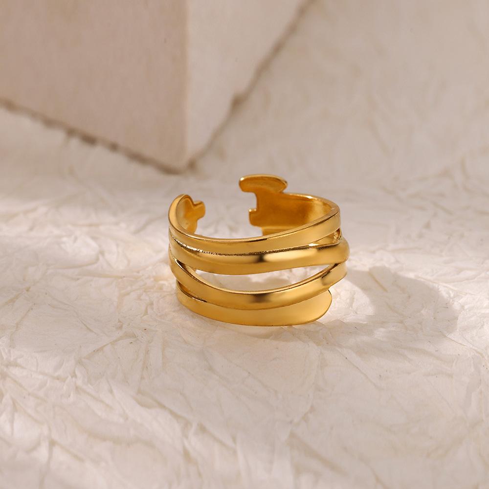 Double Heart Rings For Women Gold Color Stainless Steel Open Adjustable Ring Female Fashion Party Wedding Aesthetic Jewelry Gift