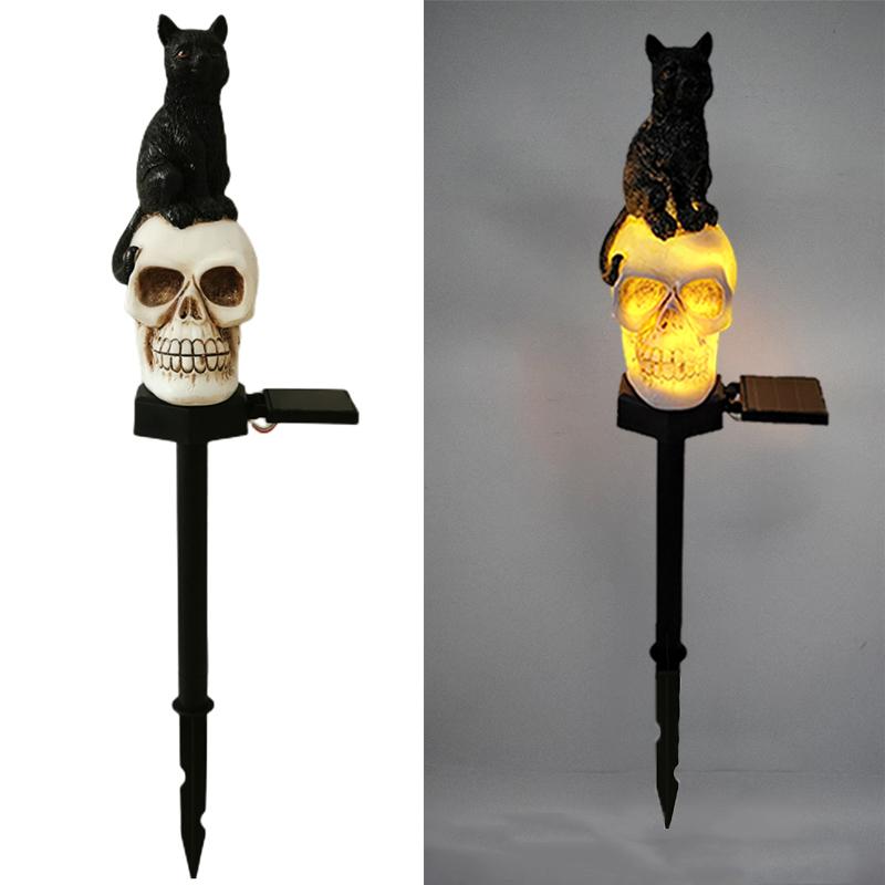 

Ворона/Сова/Чорна кішка у формі скелетної ставки Внутрішній двір Вілла Садове світло Сонячне світлодіодне зовнішнє освітлення Декорація, Хелловін