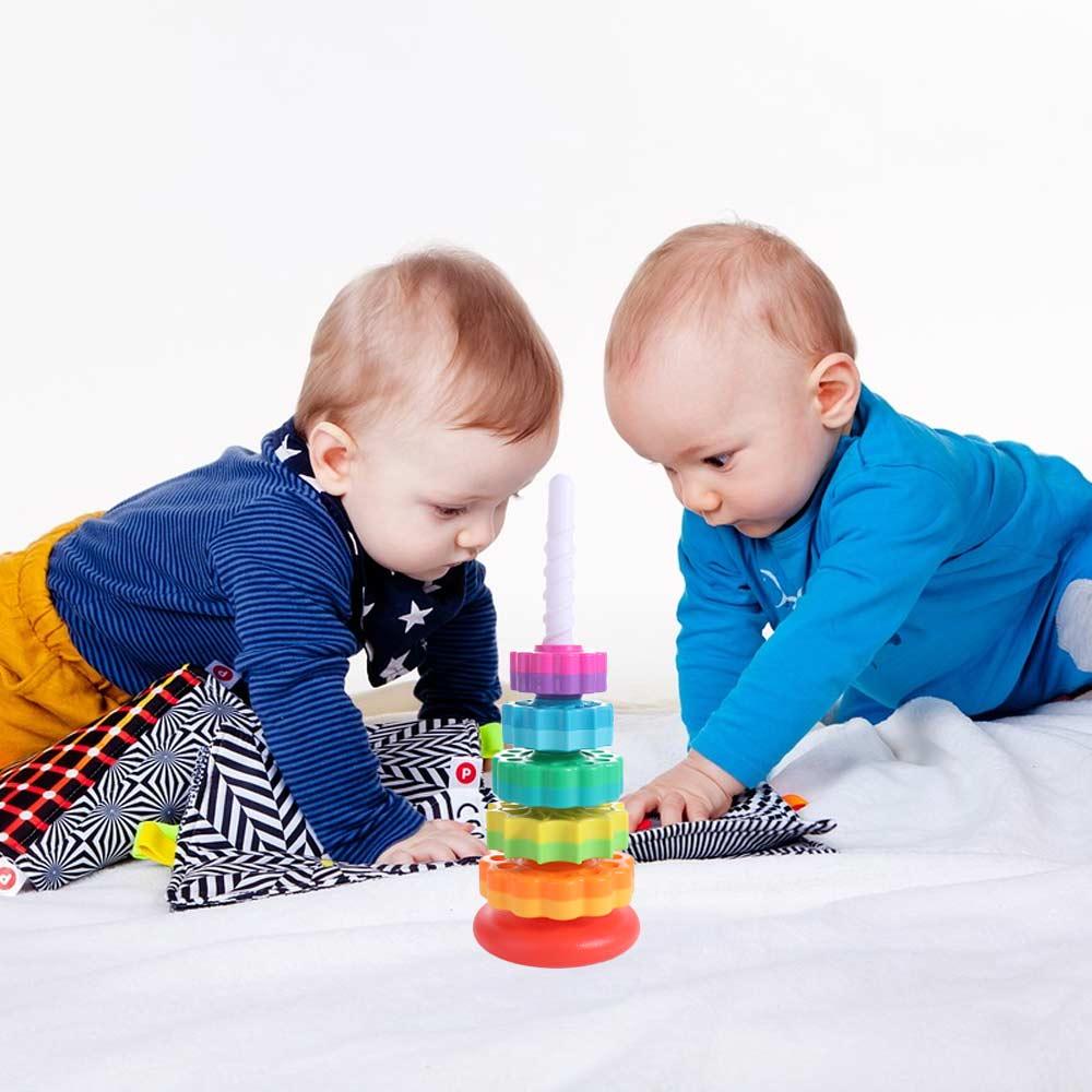 Hand-eye Coordination Rotating Screw Bolt Toys Perception Training Stacking Rainbow Tower  Home