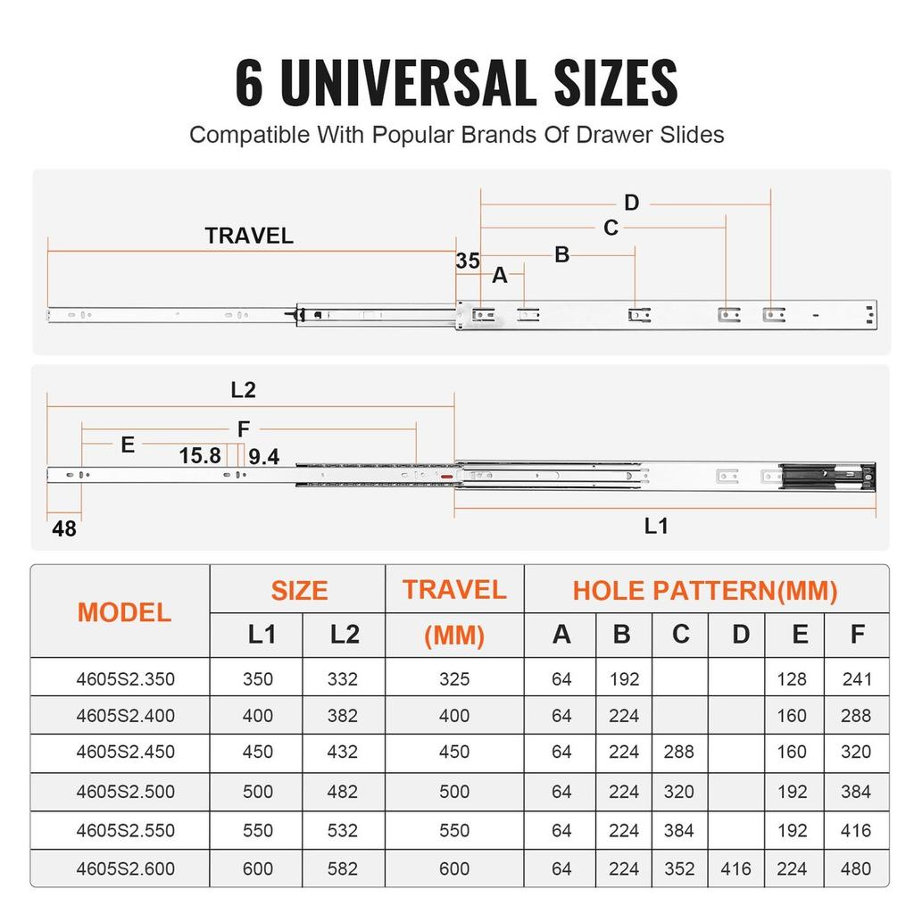 10 Pairs of 609.6mm Drawer Slides Side Mount Rails, Heavy Duty Full Extension Steel Track, Soft-Close Noiseless Guide Glides Cabinet Kitchen Runners