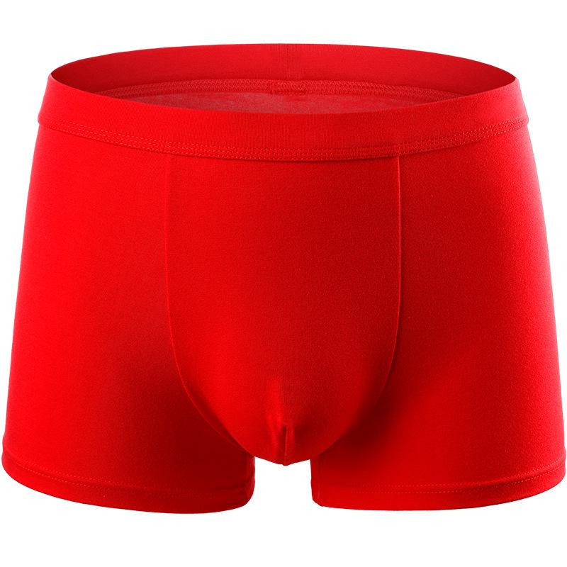 Men's Year of the Rat Red Mid-Waist Cotton Boxer Briefs with Antibacterial, Breathable Comfort and U-Shaped Pouch.
