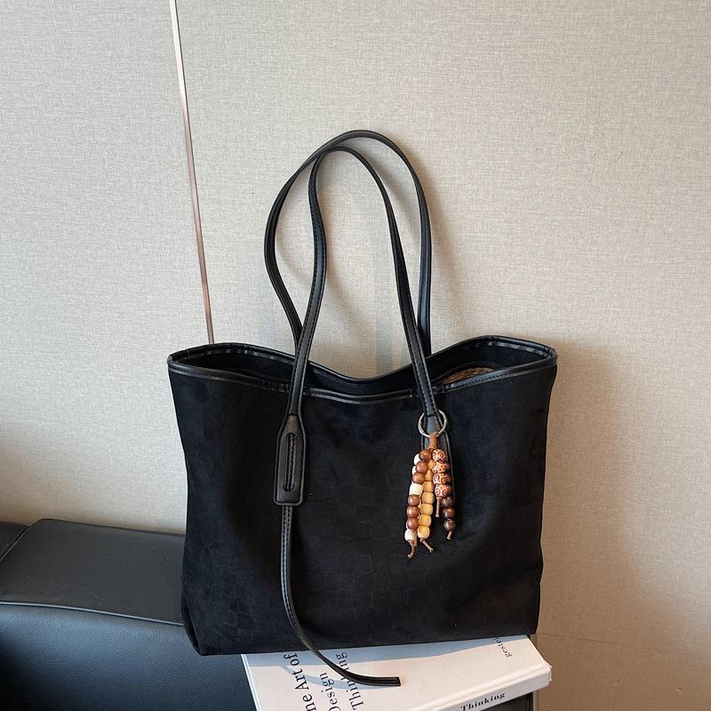 Tote Bag Women's Large Capacity 2025 New Autumn and Winter Versatile Matte Retro Shoulder Bag Suede Work Commuter Bag