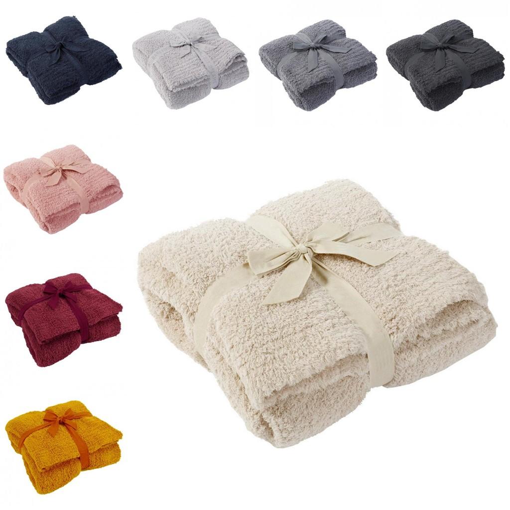 Polyester Knit Solid Color Furniture Blanket For Couch And Bed