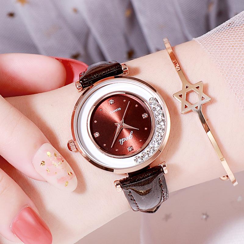 CQ369 Flowing rhinestone Women watch waterproof student watch light luxury quartz watch clock giftwatches for woman