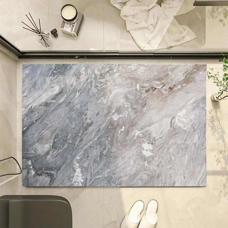 Bathroom anti slip absorbent mat with luxurious marble pattern toilet quick drying floor mat bathroom rug toilet mat