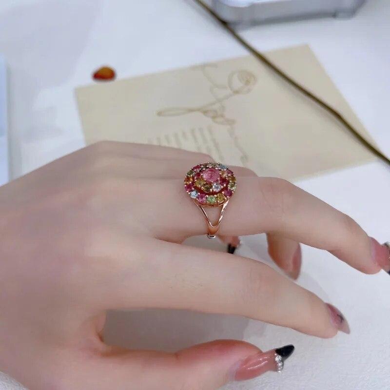 Sace Gems 925 Sterling Silver 5*5mm Natural Tourmaline Luxury Rings for Women Created Wedding Engagement Party Fine Jewelry