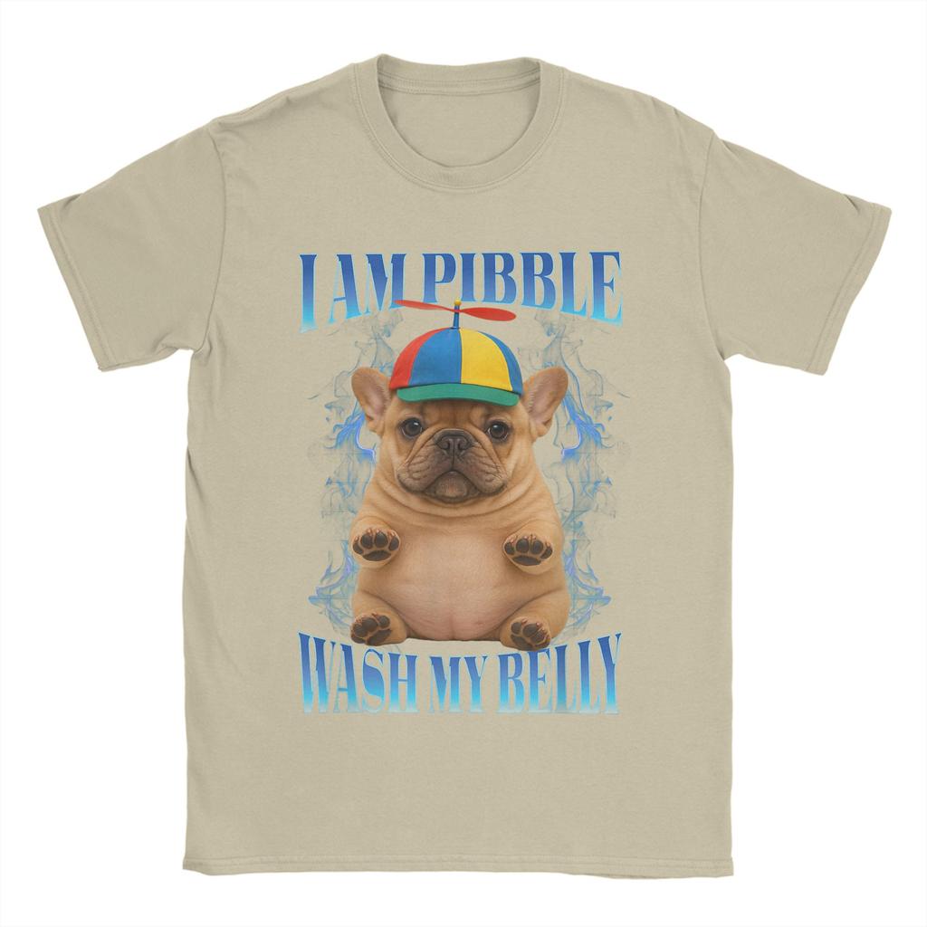 I Am Pibble Wash My Belly Pibble Meme T Shirt Men Pure Cotton Amazing T-Shirt O Neck Funny Dog Brainrot Tees merchandise Classic