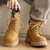Rabarberstövlar tjocka sulor höjare Martin boots avslappnade brittiska retro ökenvandringskängor Musse gul stora stövlar