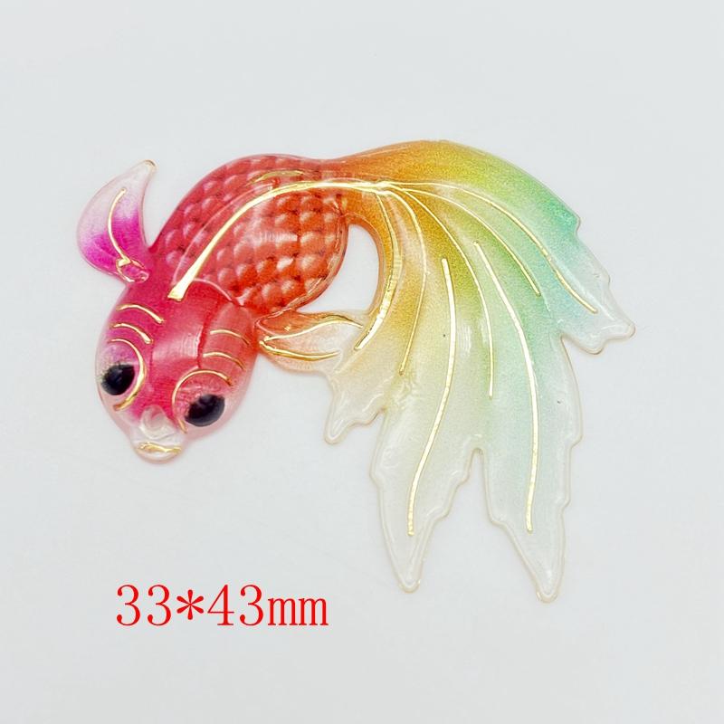 10 Stück Neues Acryl Süßer Goldfisch Mit Einem Loch Flache Rückseite Cabochon Scrapbooking Haarspange Mitte Verzierungen DIY Zubehör F70