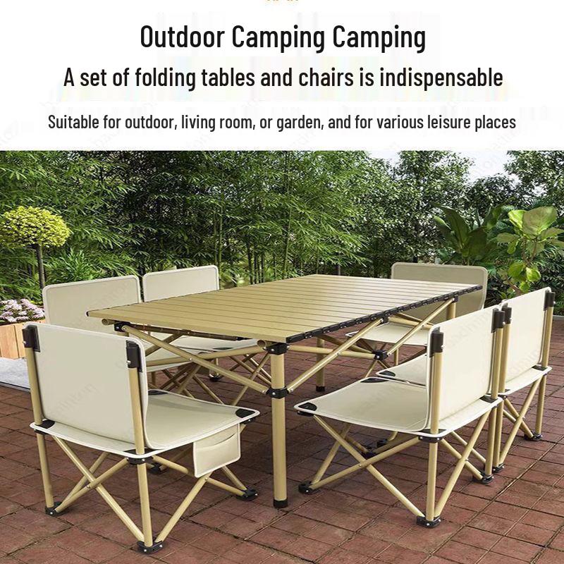 Portable Folding Outdoor Table and Chair Set for Camping, Picnic, BBQ, and Cooking.