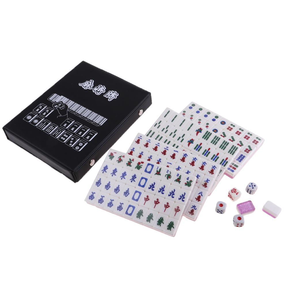 Chinese Mahjong Acrylic Tiles Mini Mahjong Set Portable Mahjong Board Game for Family Party Gifts