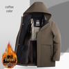 Dad's Winter Fleece-Lined Cotton Coat with Detachable Hood for Middle-Aged and Elderly Men - Thickened and Warm.