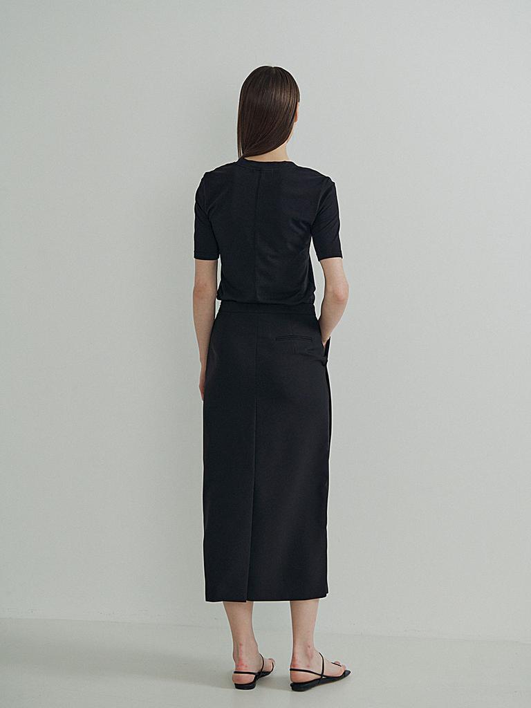 Peulloumeon Unbalance Slit Skirt_Black