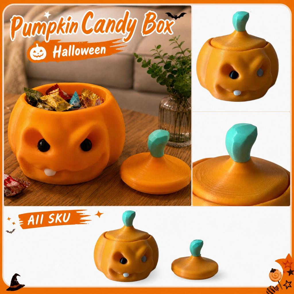 3D Printed Pumpkin Candy Box for Halloween Storage