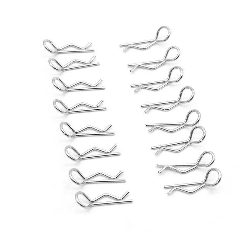 16/100Pcs 1:8 1:10 1:16 RC Car Body Clips Metal Shell Clips R-Type Fastener Set for Crawler Trucks Durable Body Mount Buckles