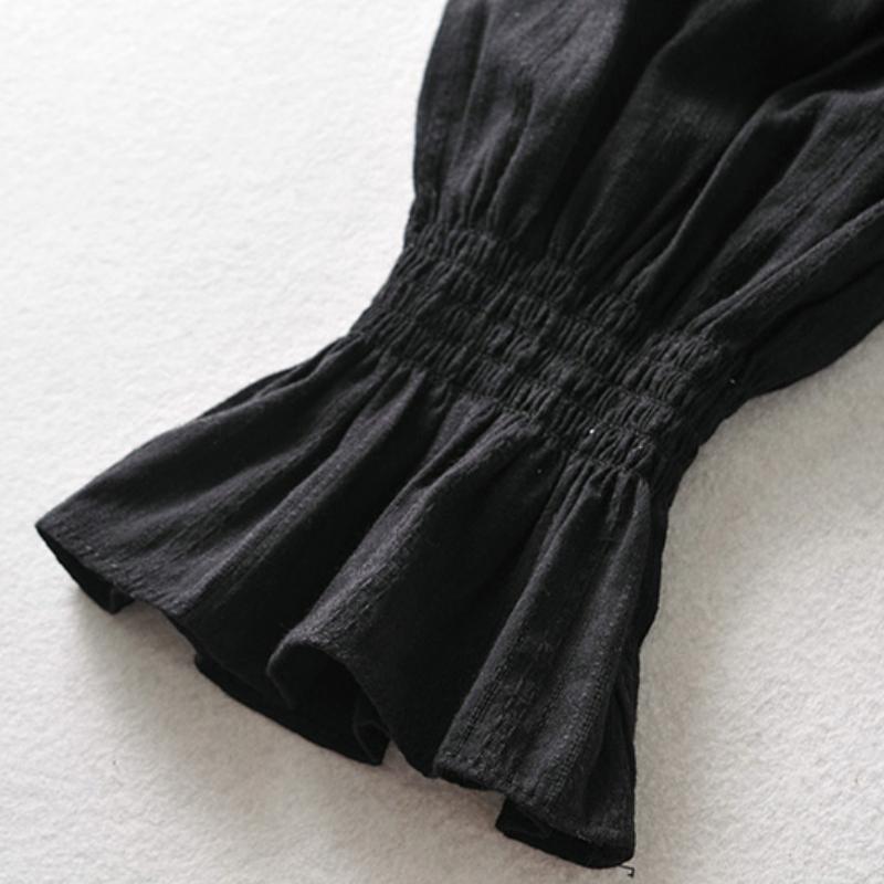 French Pleated Lantern Long Sleeve Shirt Women New Vintage White Square Collar Blouse Tops Female Korean Fashion Desidn Casual Clothing 2024