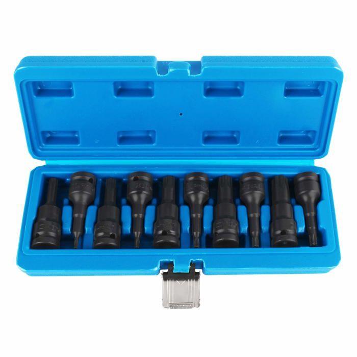 Cle a cliquet - cle a douille - cle dynamometrique Tecpo - 300855 - Jeu de douilles Torx T20-T70 1/2"