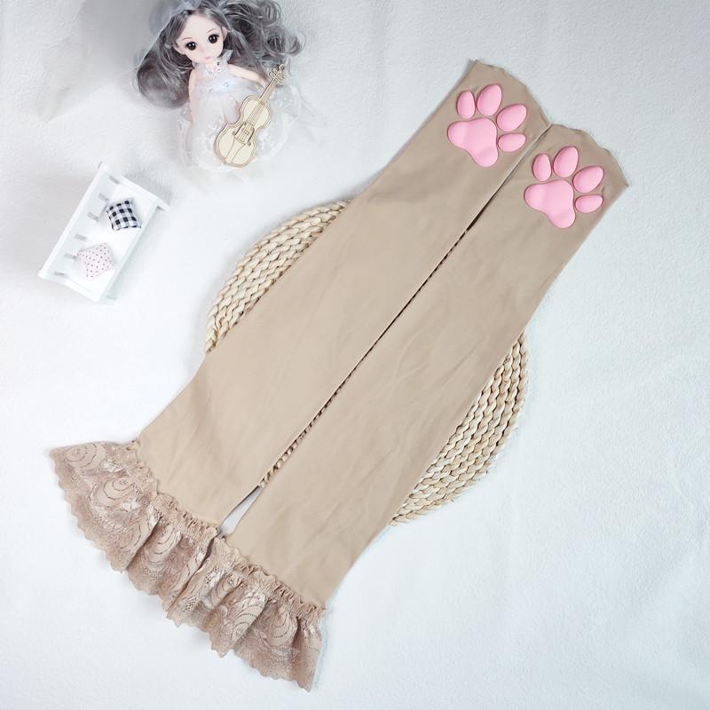3D Cat Paw Silicone Thigh-High Socks - Cute Anime Lolita JK Style