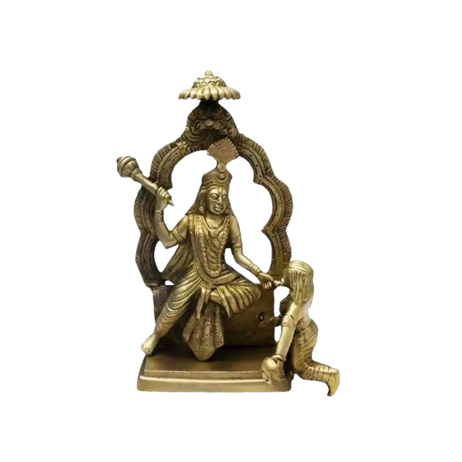 

Pure Brass Made Baglamukhi Mata Puja Idol, Religious Statue, Gold Color - 22 Cm