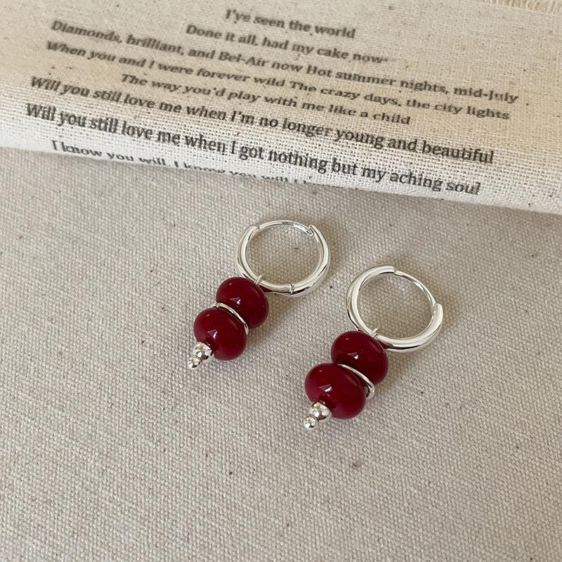 

Серьги-бусины из сахарной тыквы Design Sense Red с пряжкой для ушей для женщин, уникальные, индивидуальные, модные, универсальные серьги