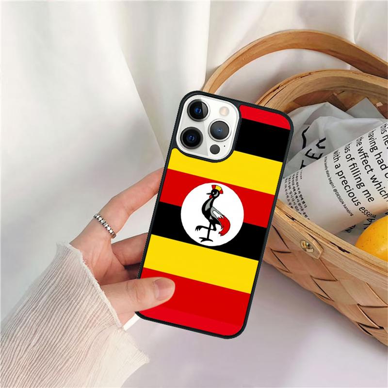 Uganda Flag Coat Of Arms Phone Case For iPhone 17 Air 16e 15 14 11 12 13 Pro  MAX Plus Coque Cover Shell