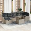 8-piece Garden Sofa Set with Light Grey Cushions Poly Rattan 3361061