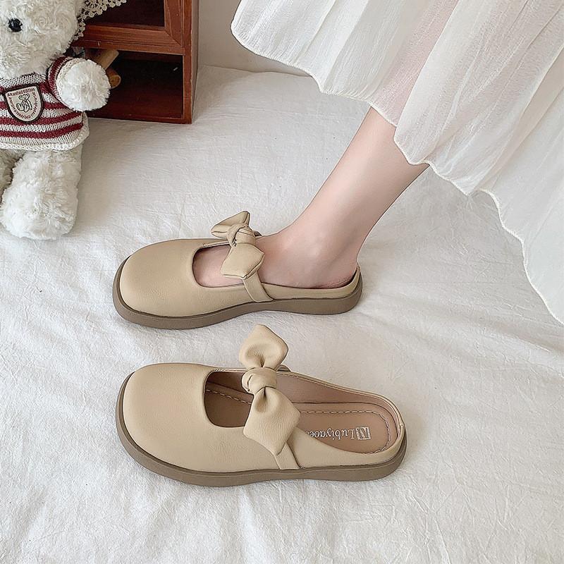 Soft Sole Comfortable Butterfly Knot Casual Sandals For Girls In Beige And Apricot
