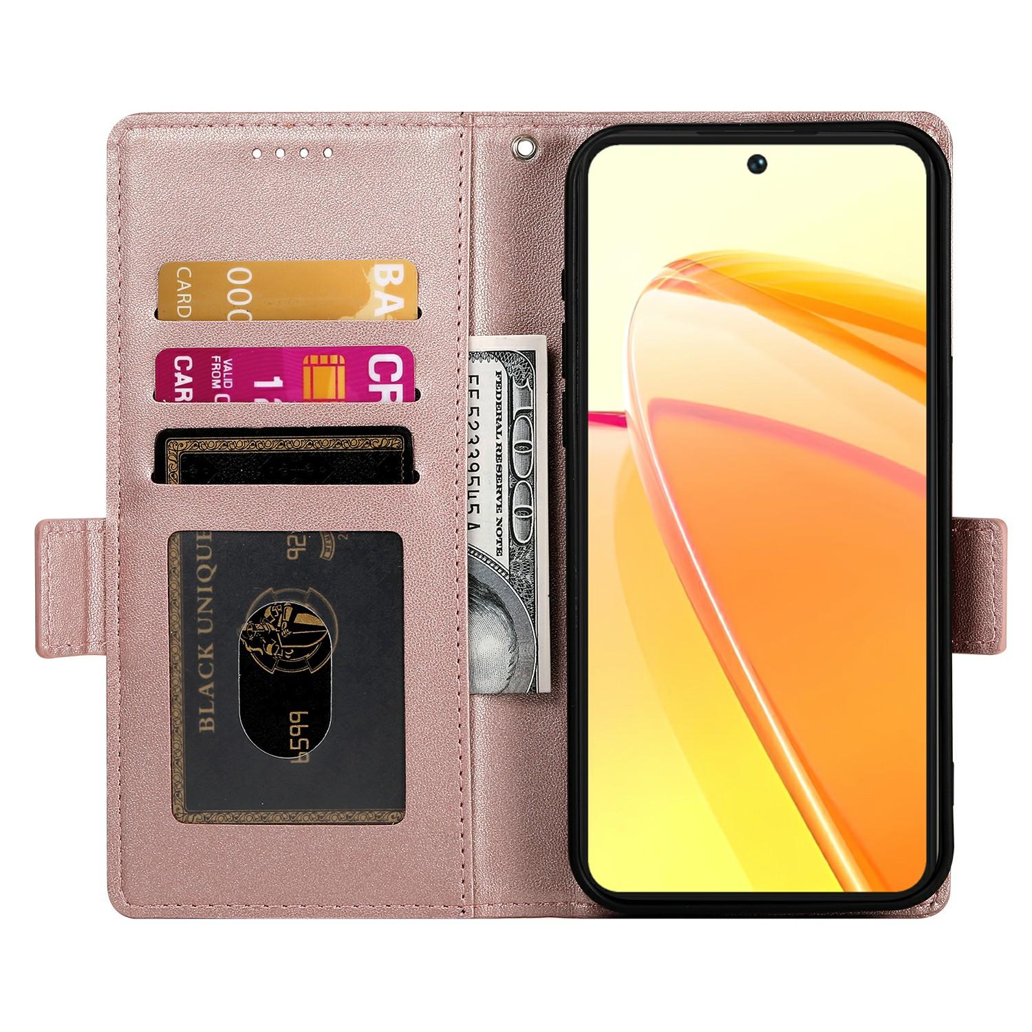 

For Oppo Reno13 F 5G Stand Case PU Leather Wallet Phone Cover Rose Gold