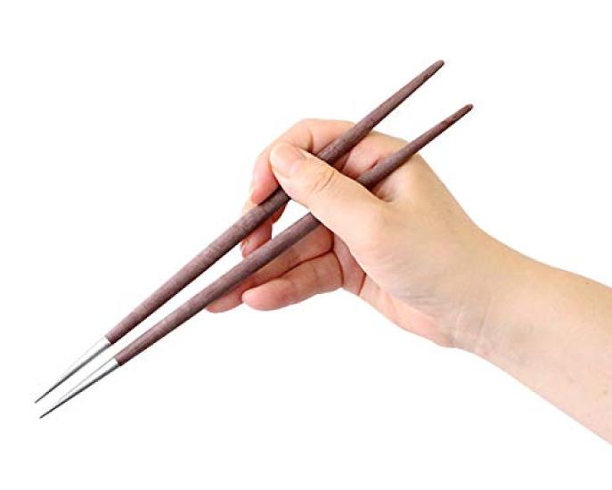 Cutipol GOA Brown Silver Chopsticks and Chopstick Rest Set