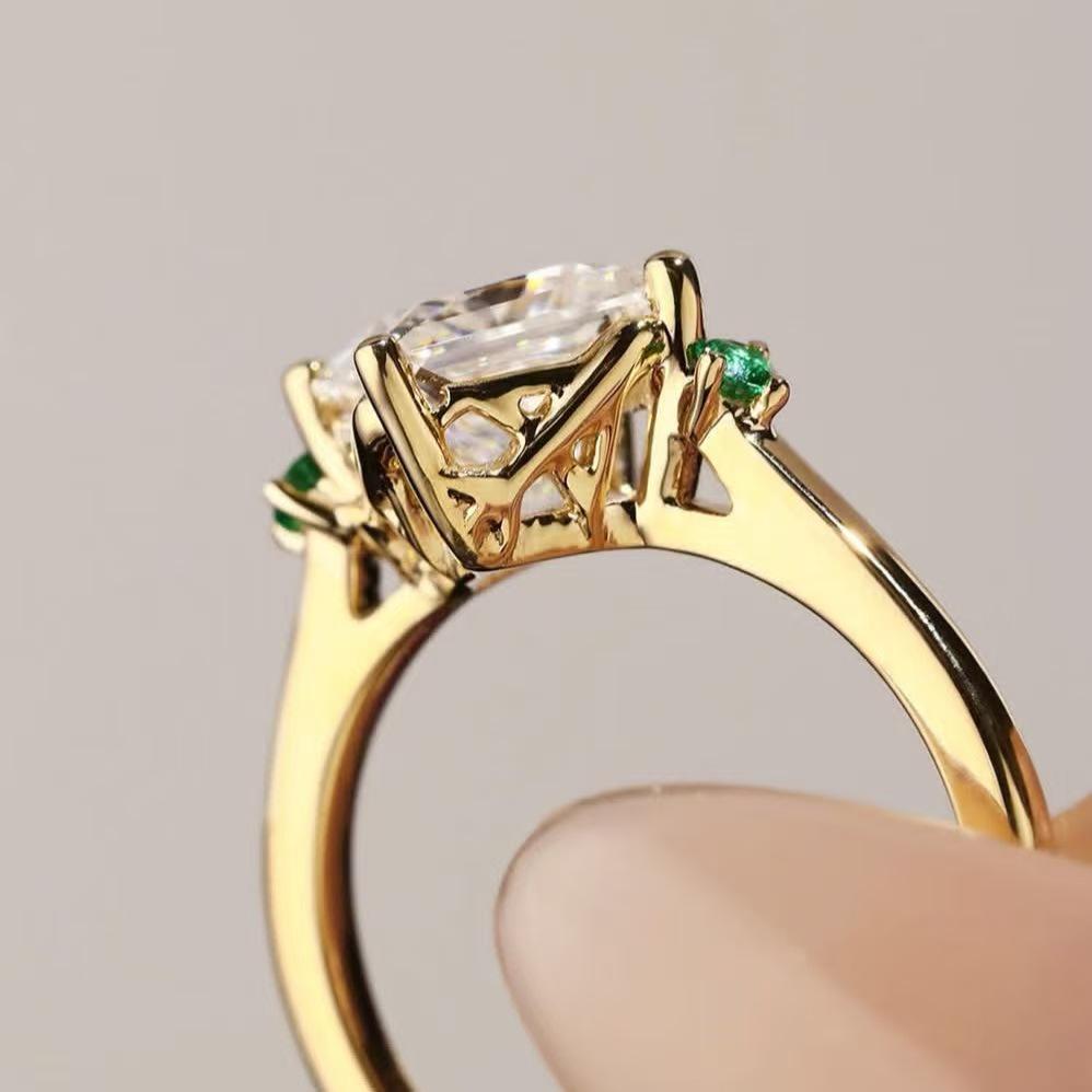 Vergoldeter quadratischer Zirkonring - Einfacher Schmuck für Damen