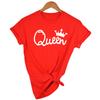Queen Couples Women T Shirt Crown Printing Couple Clothes Summer Clothing Casual Round Neck Tops