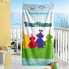 Teletubbies Personalized Name Beach Towel Quick-Dry Soft Microfiber Suitable for Swimming Gym Camping Yoga Vacation